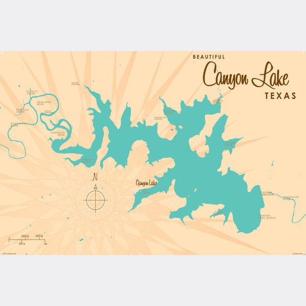 Canyon Lake Texas, Metal Sign Map Art
