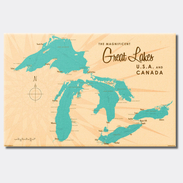 Great Lakes USA Canada, Canvas Print