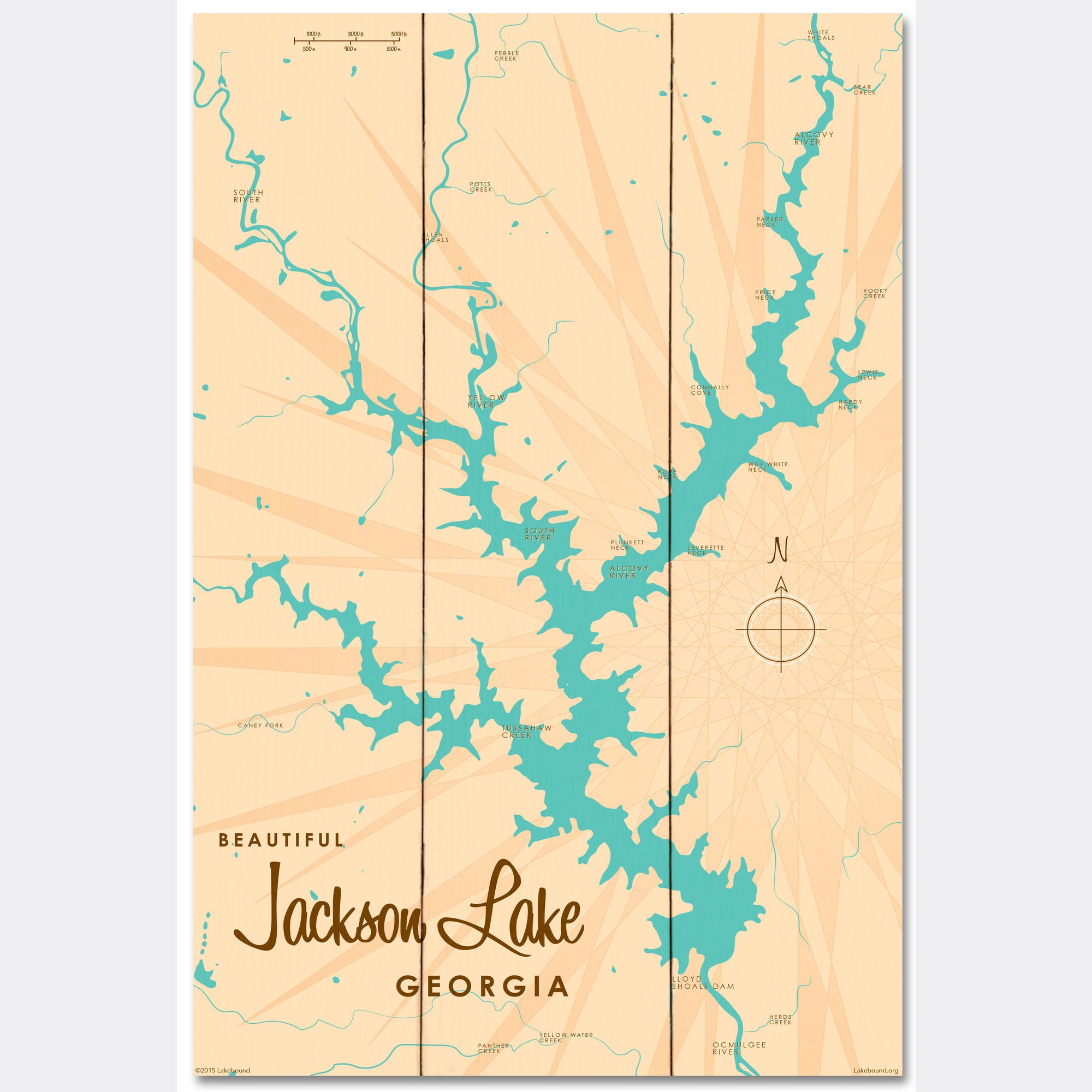 Jackson Lake Georgia, Wood Sign Map Art