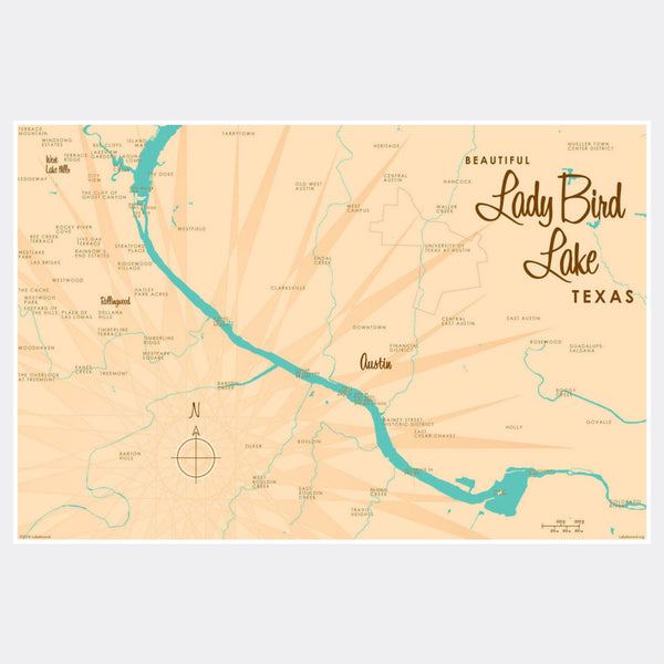 Lady Bird Lake Texas, Paper Print