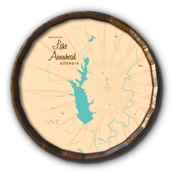 Lake Arrowhead Georgia, Barrel End Map Art
