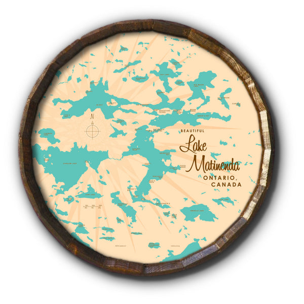 Lake Matinenda Canada, Barrel End Map Art