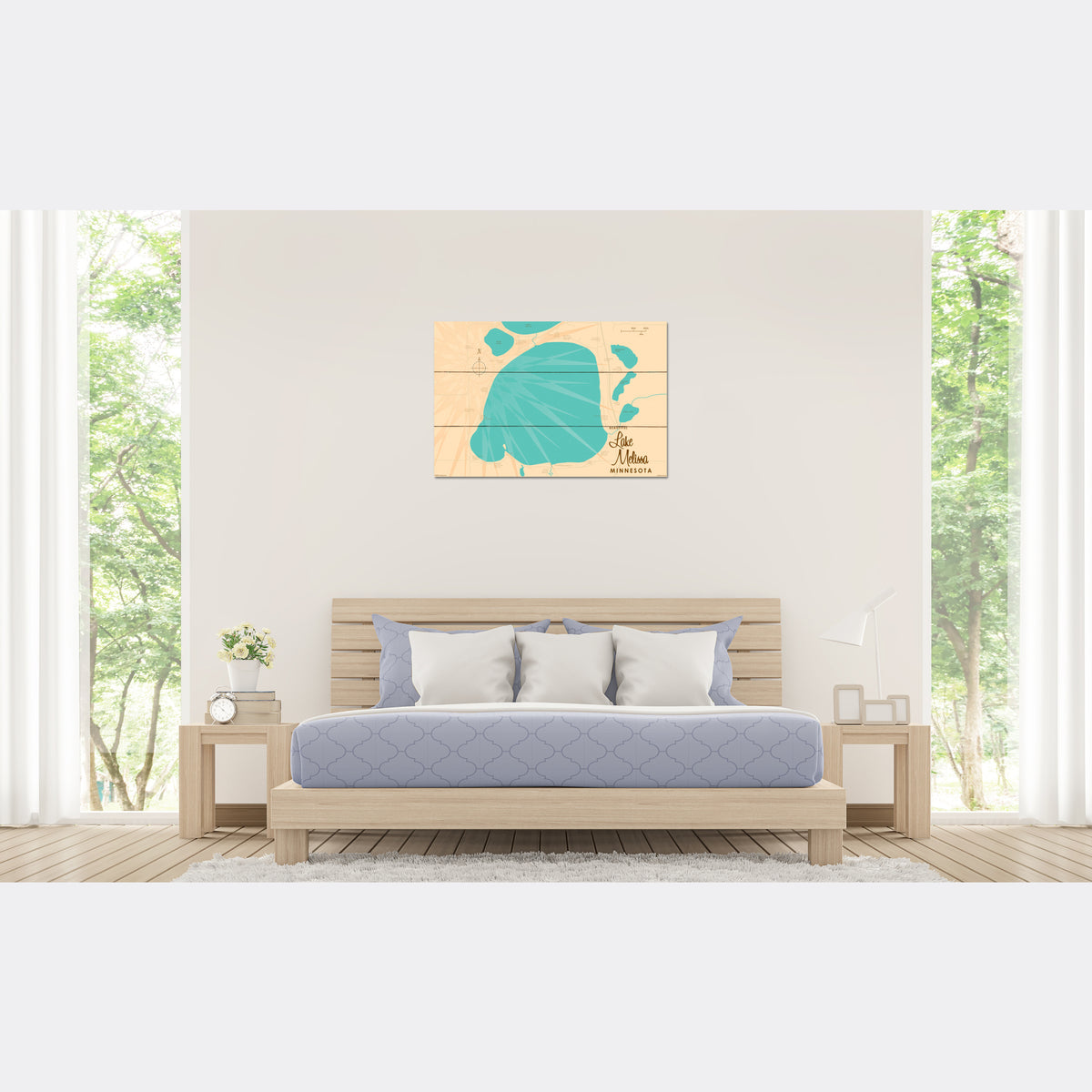 Lake Melissa Minnesota, Wood Sign Map Art Lakebound®