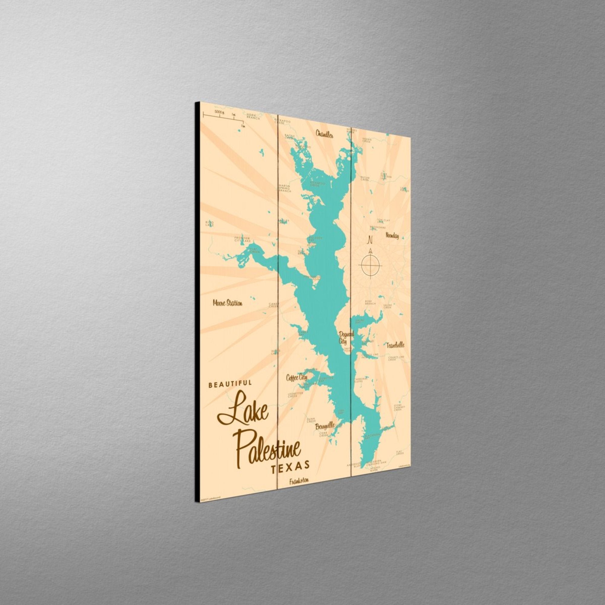 Lake Palestine Texas, Wood Sign Map Art