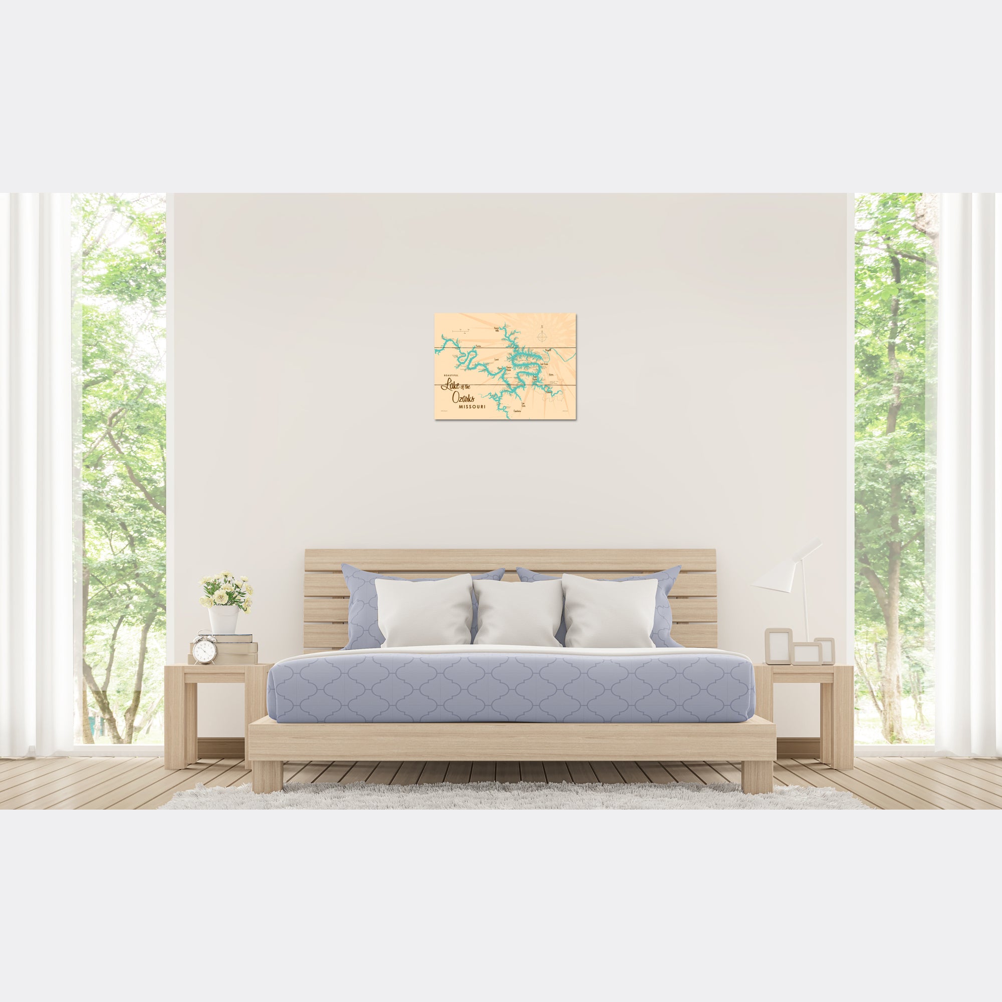 Lake of the Ozarks Missouri (with Mile Markers), Wood Sign Map Art