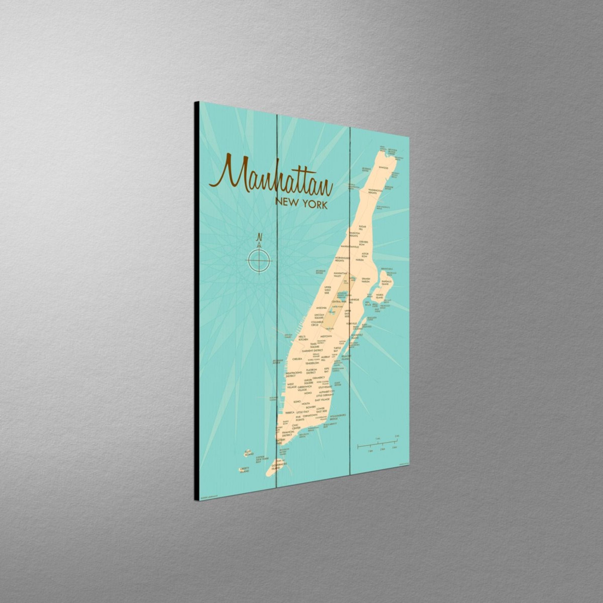 Manhattan Map, Wood Sign Map Art