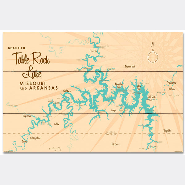 Table Rock Lake Missouri, Wood Sign Map Art