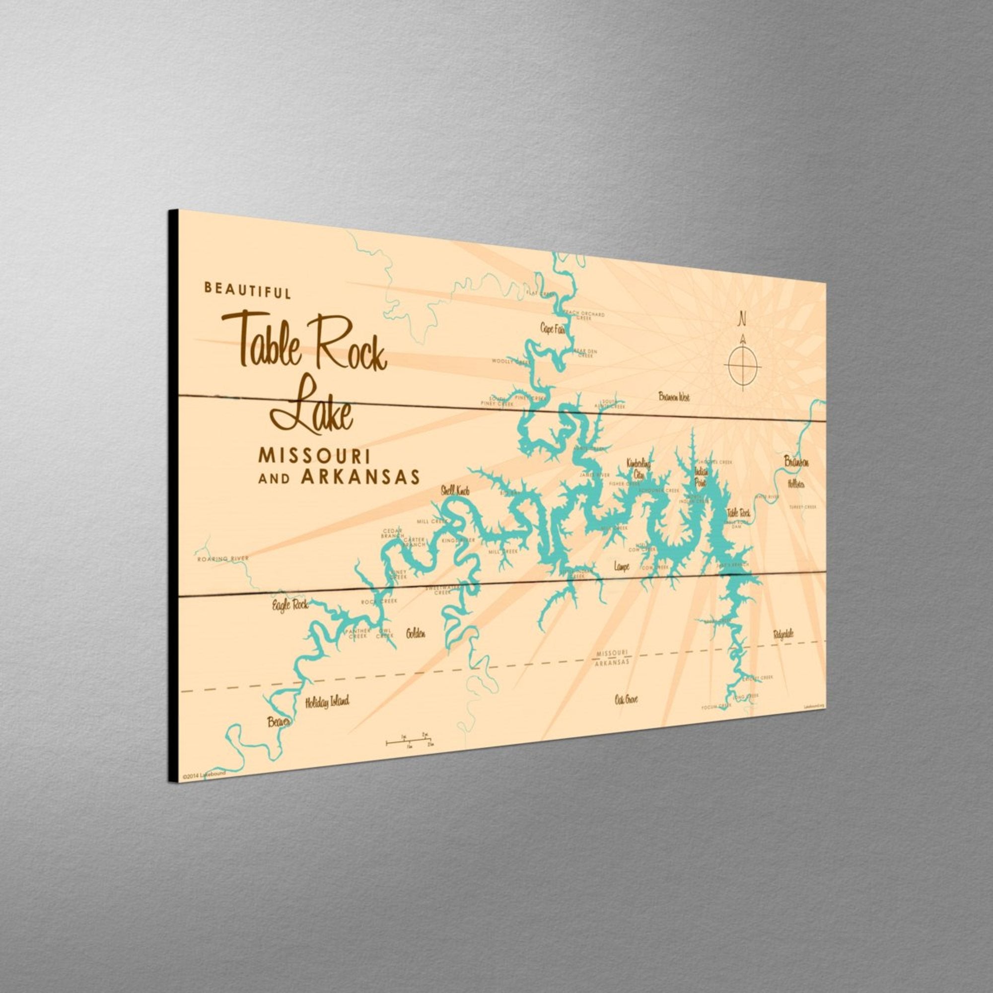 Table Rock Lake Missouri, Wood Sign Map Art