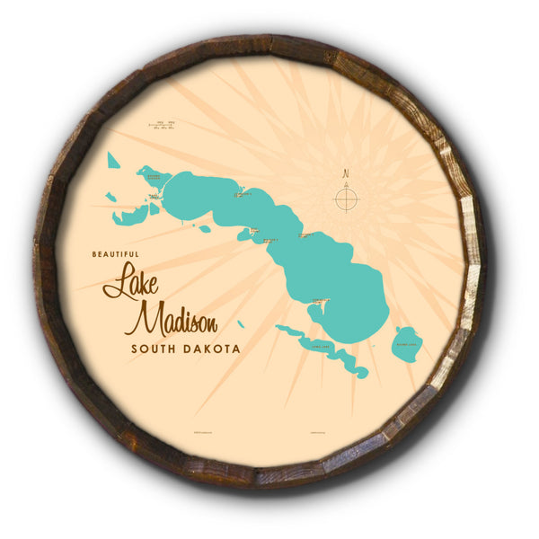 Lake Madison South Dakota, Barrel End Map Art
