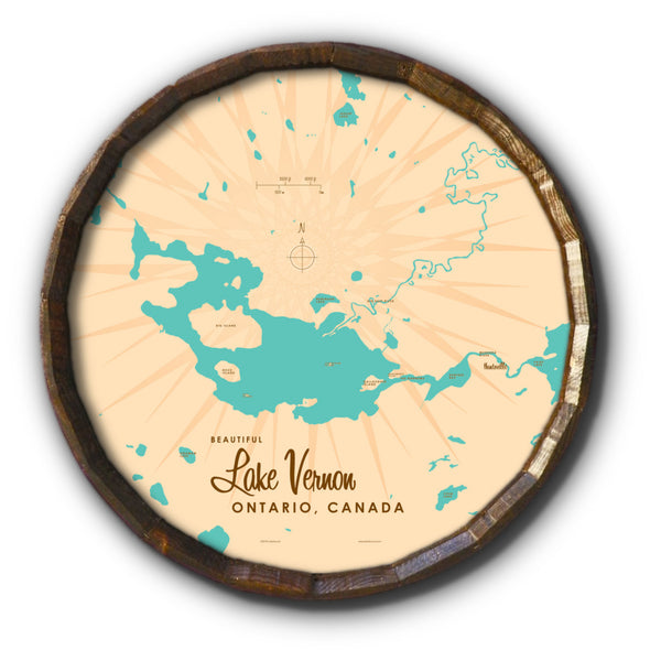 Lake Vernon Ontario, Barrel End Map Art