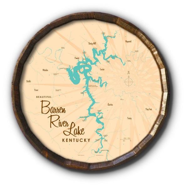 Barren River Lake Kentucky, Barrel End Map Art