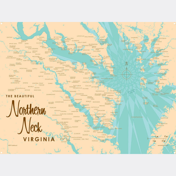 Northern Neck Virginia, Metal Sign Map Art