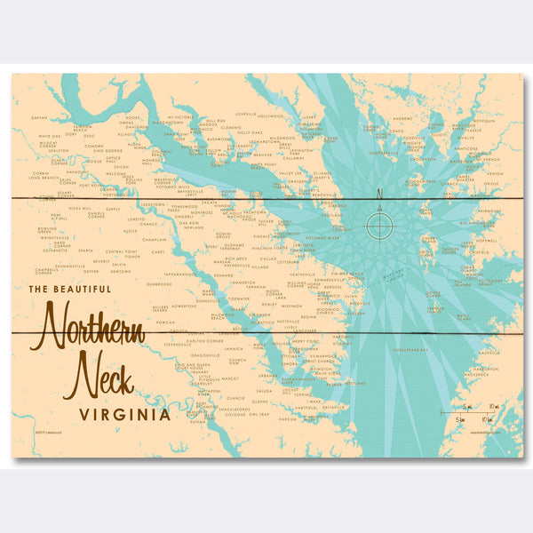 Northern Neck Virginia, Wood Sign Map Art