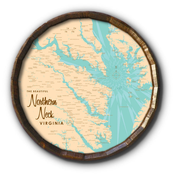 Northern Neck Virginia, Barrel End Map Art