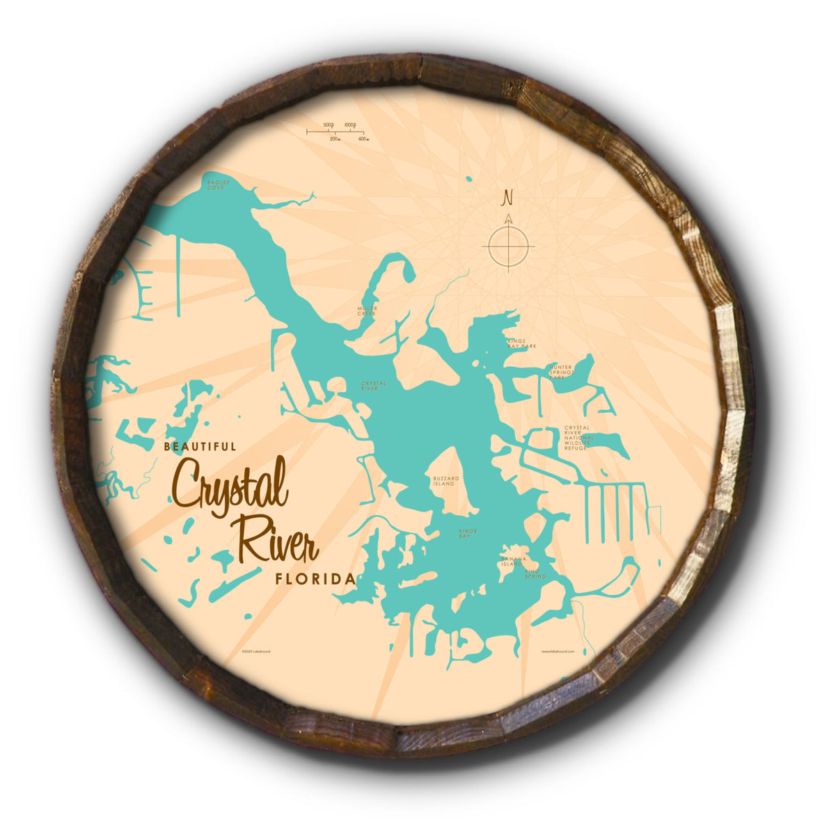 Crystal Lake Florida, Barrel End Map Art
