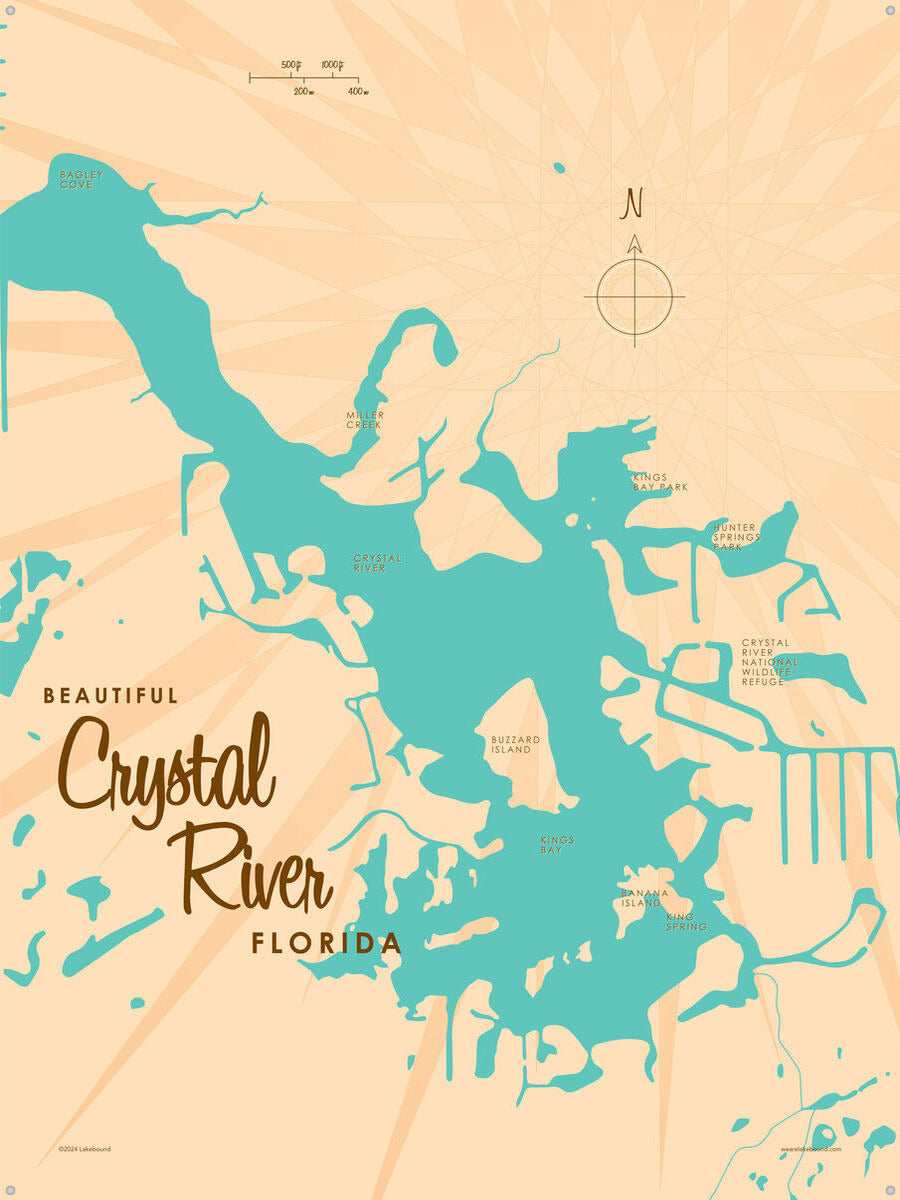 Crystal Lake Florida, Metal Sign Map Art