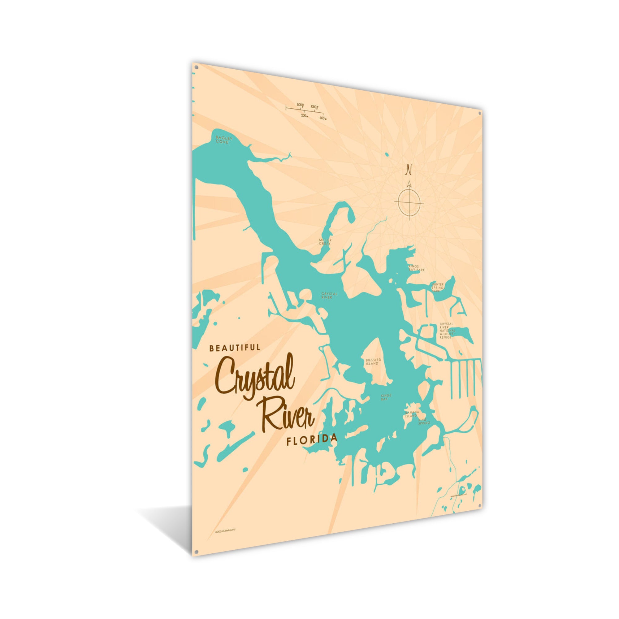 Crystal Lake Florida, Metal Sign Map Art