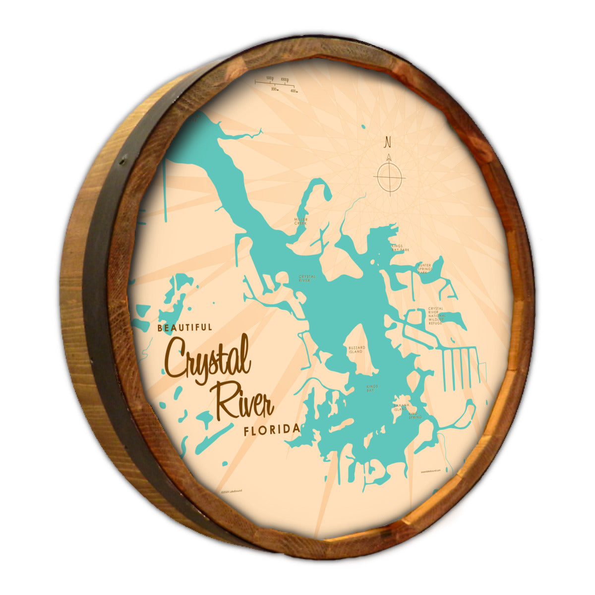 Crystal Lake Florida, Barrel End Map Art