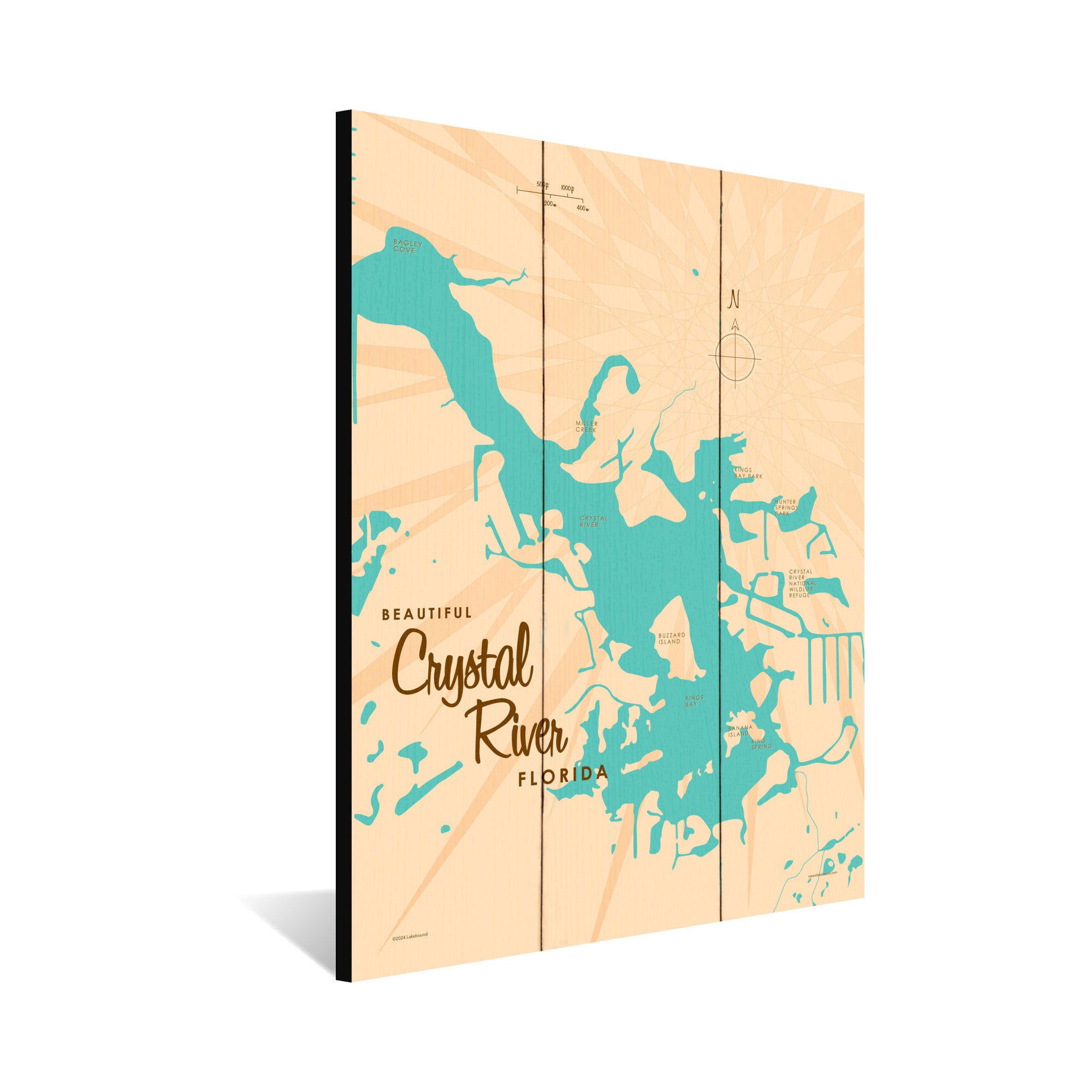 Crystal Lake Florida, Wood Sign Map Art