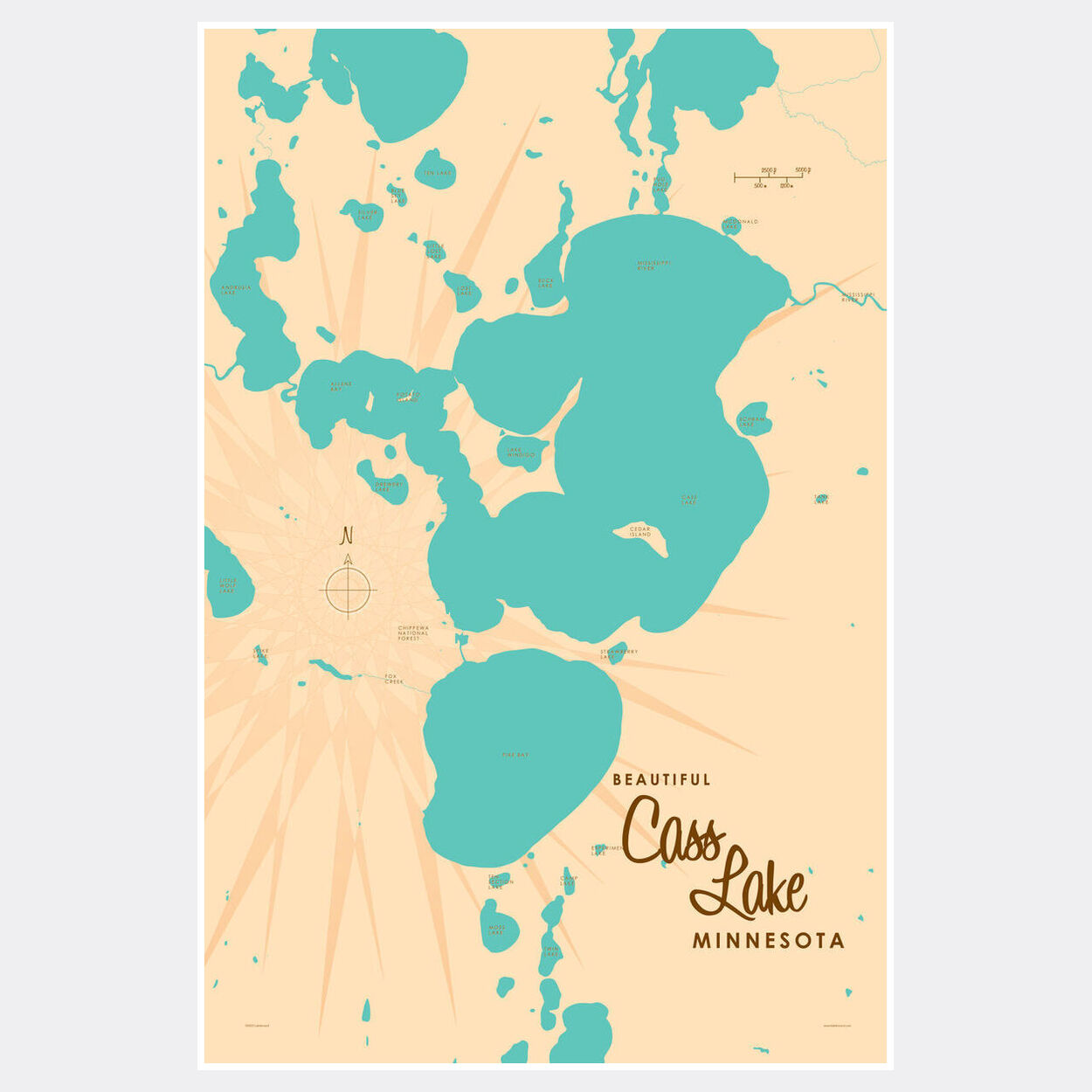 Cass Lake Minnesota, Paper Print