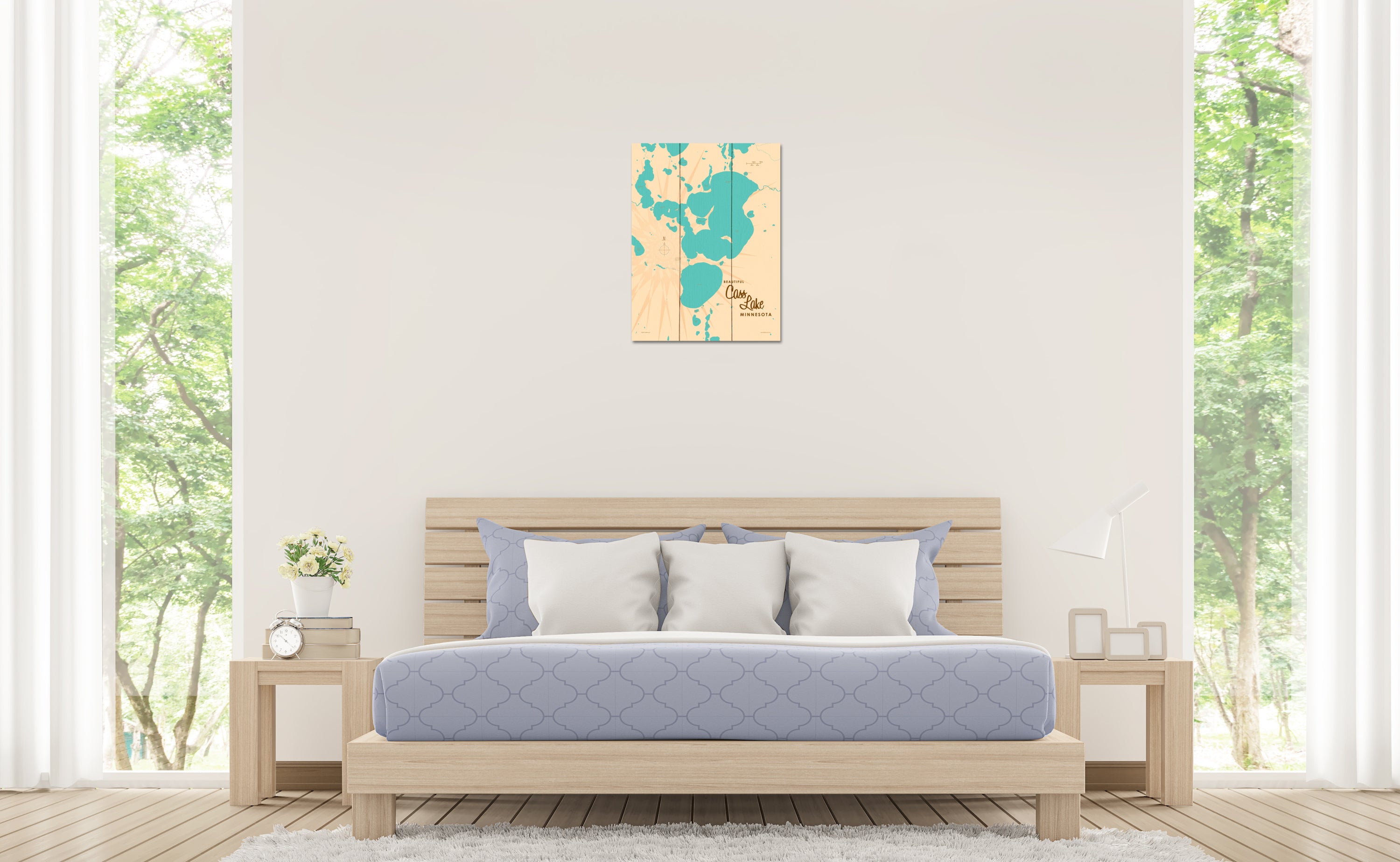 Cass Lake Minnesota, Wood Sign Map Art