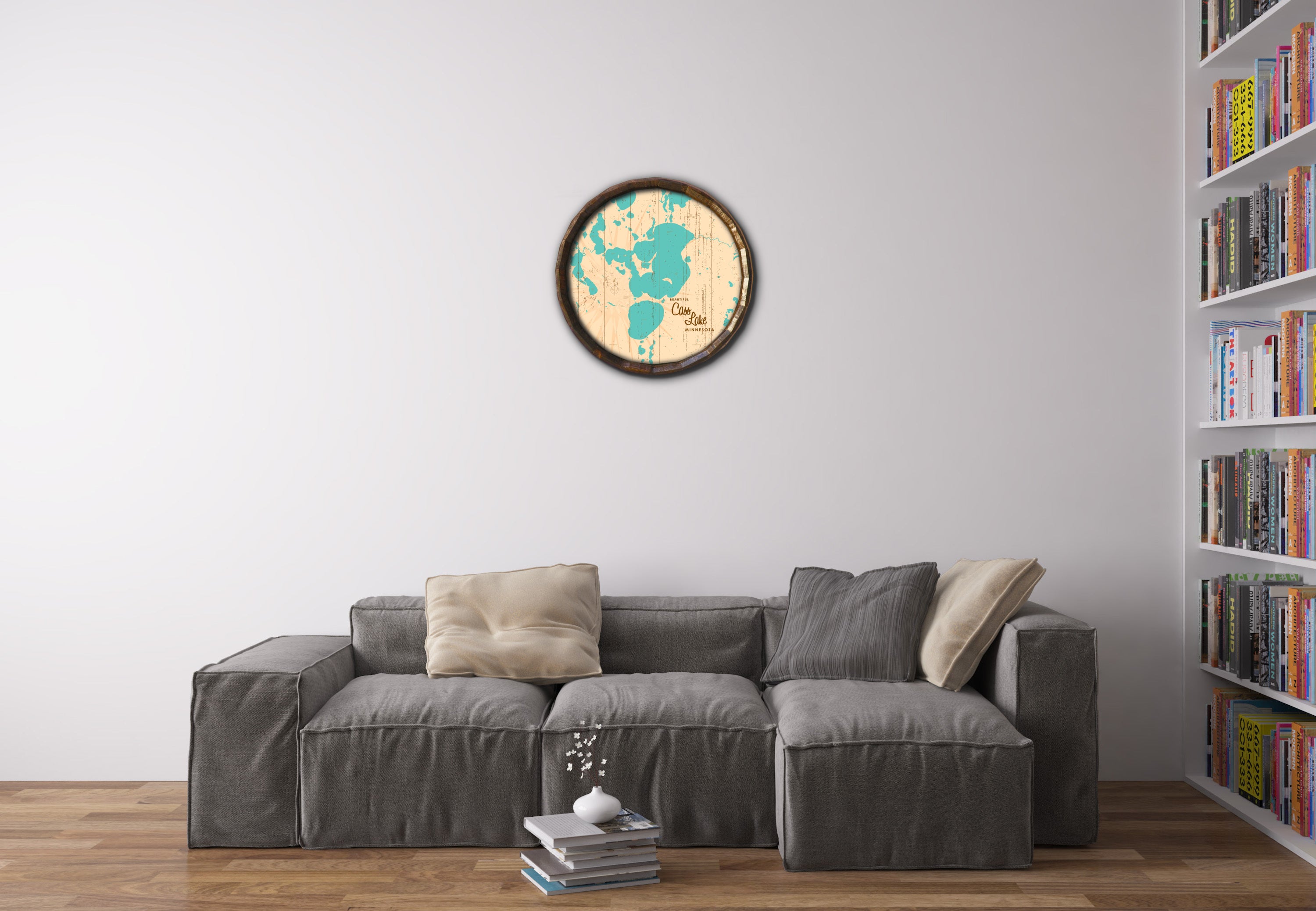 Cass Lake Minnesota, Rustic Barrel End Map Art