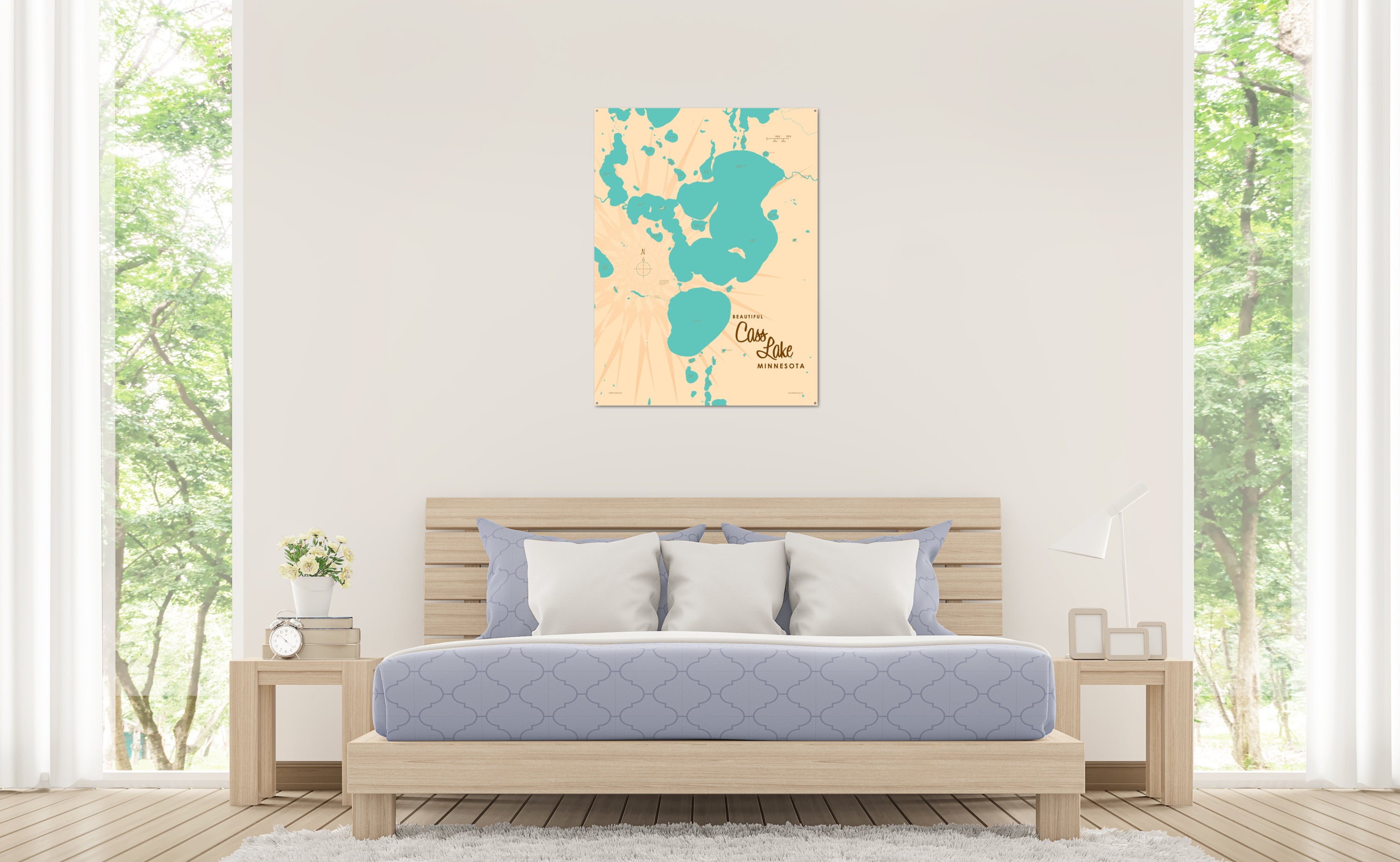 Cass Lake Minnesota, Metal Sign Map Art