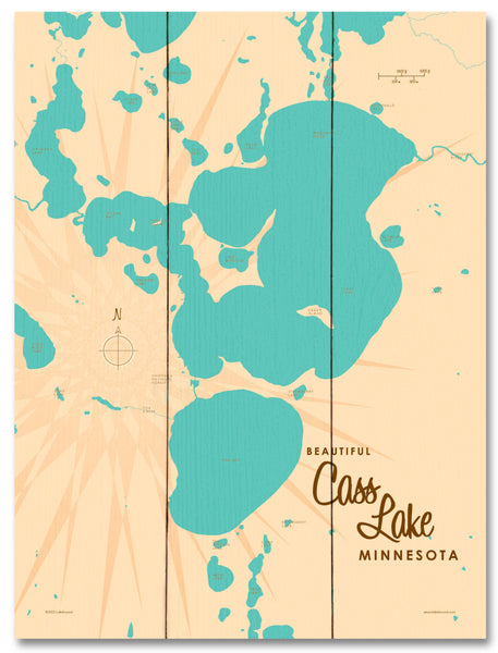 Cass Lake Minnesota, Wood Sign Map Art