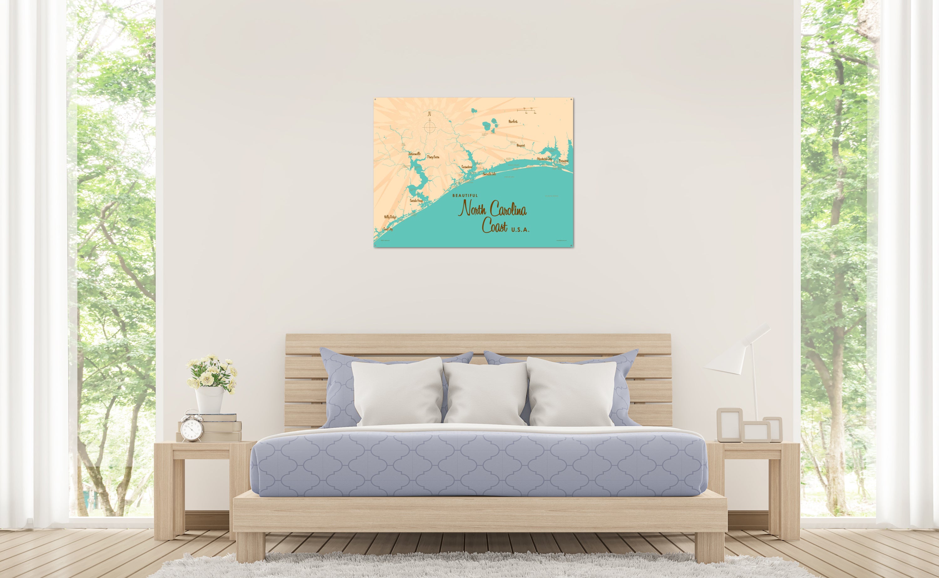 North Carolina Coast North Carolina, Metal Sign Map Art