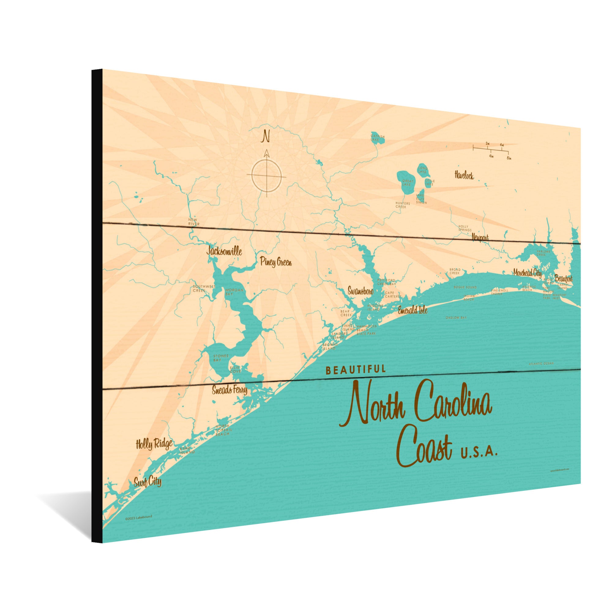 North Carolina Coast North Carolina, Wood Sign Map Art