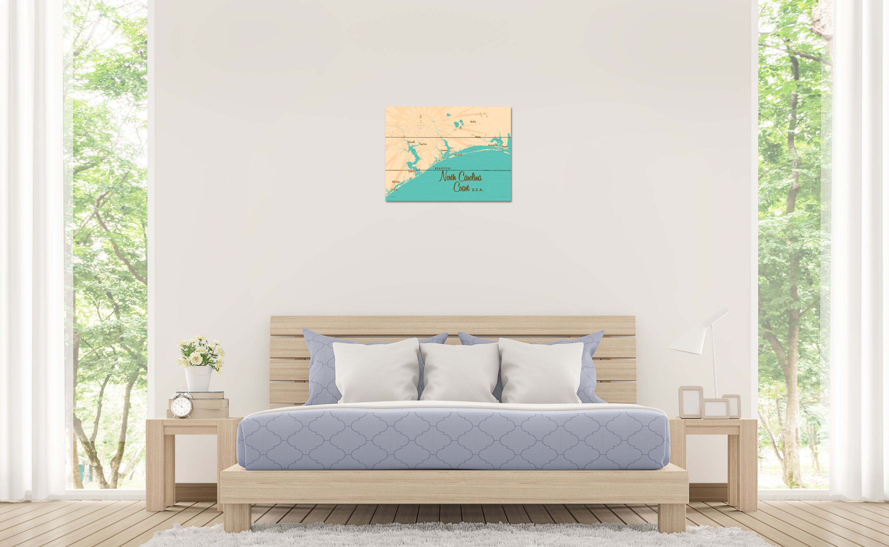 North Carolina Coast North Carolina, Wood Sign Map Art