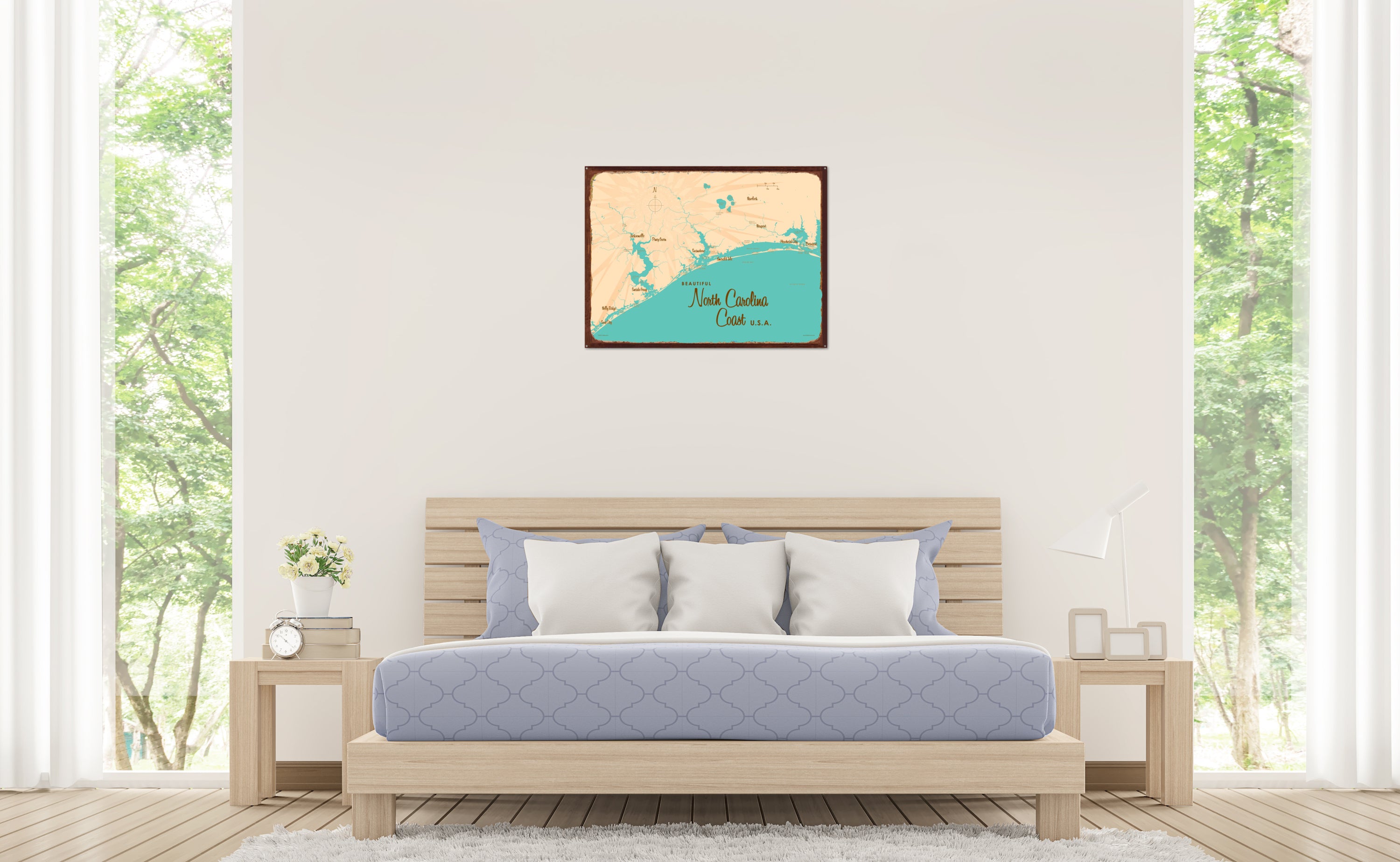 North Carolina Coast North Carolina, Rustic Metal Sign Map Art