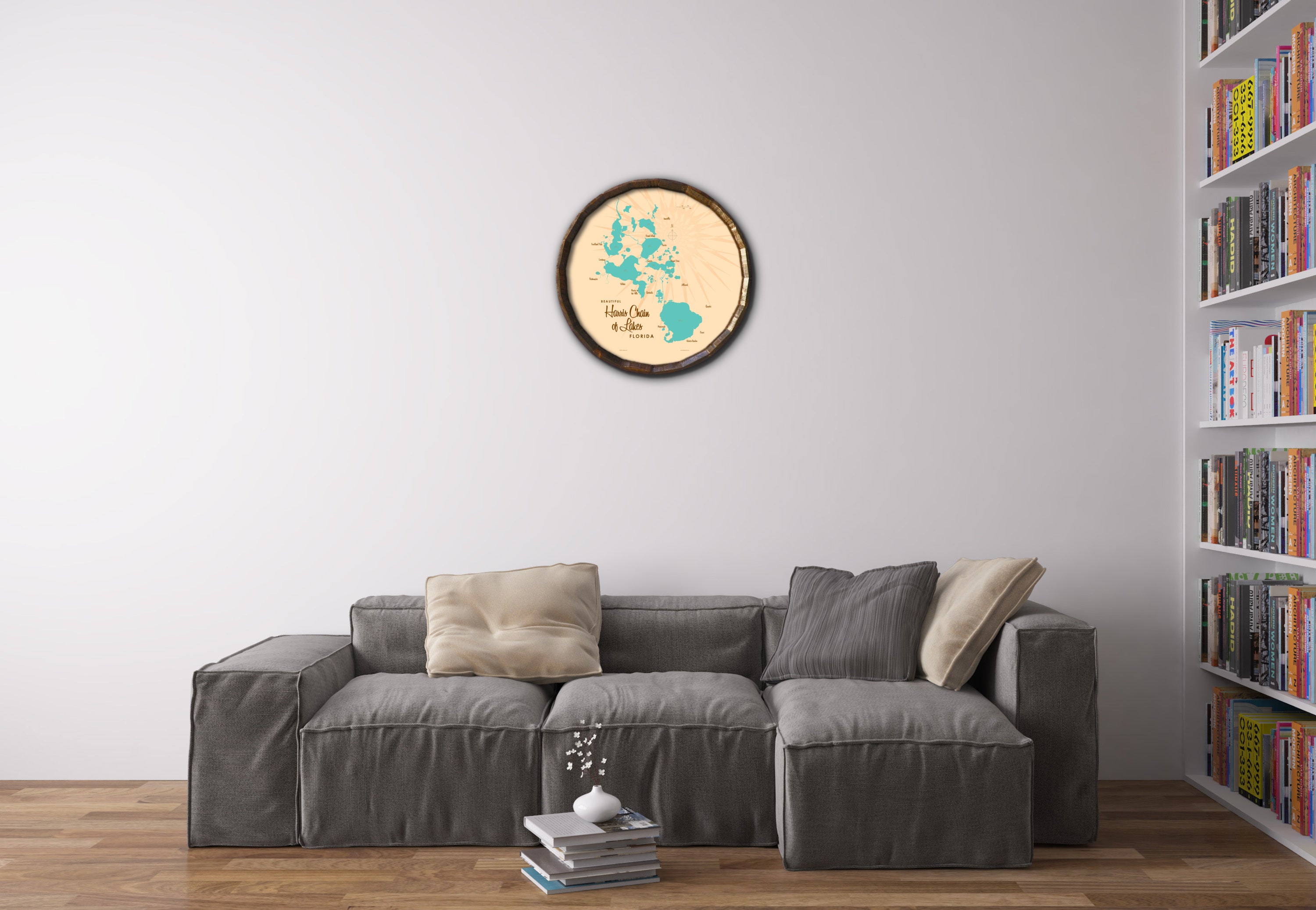 Harris Chain of Lakes Florida, Barrel End Map Art