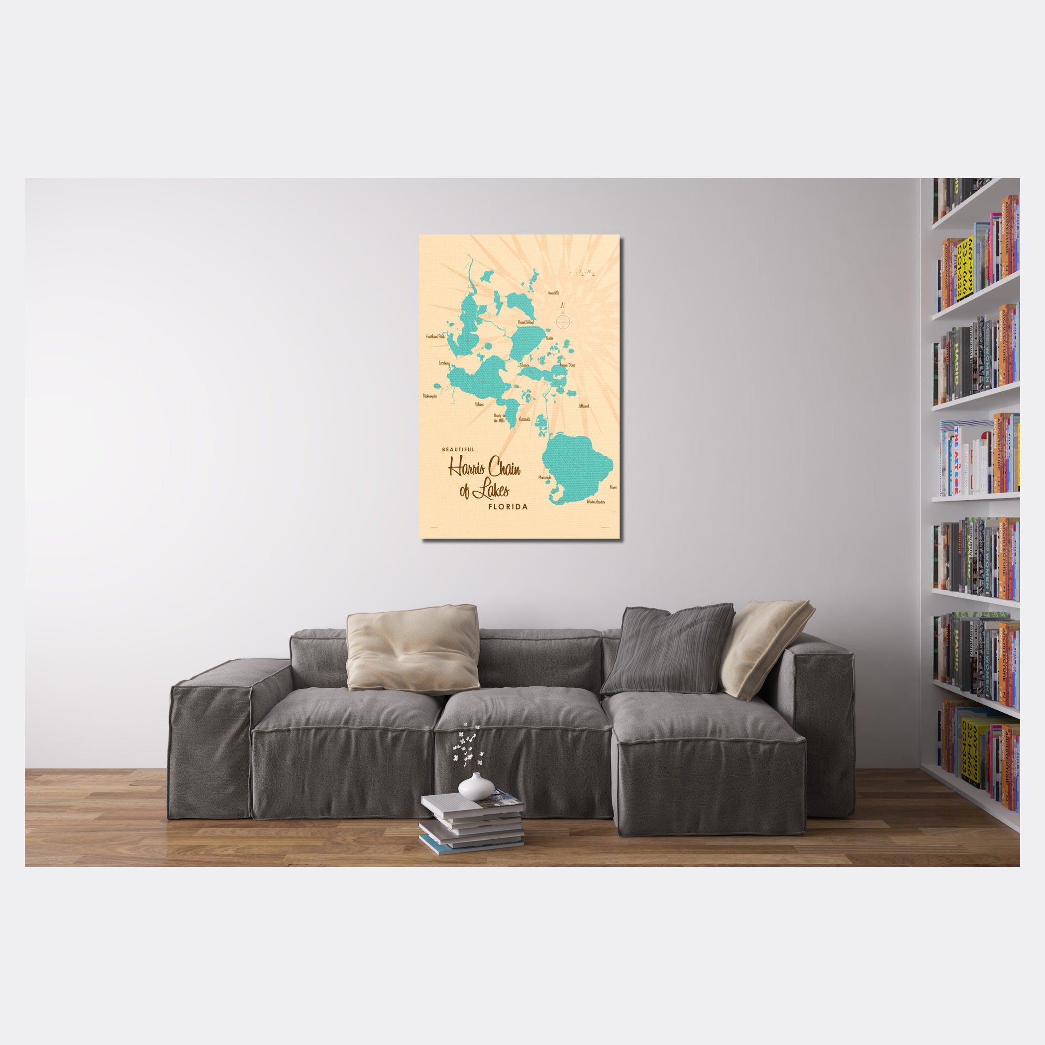 Harris Chain of Lakes Florida, Lake Map Canvas Print
