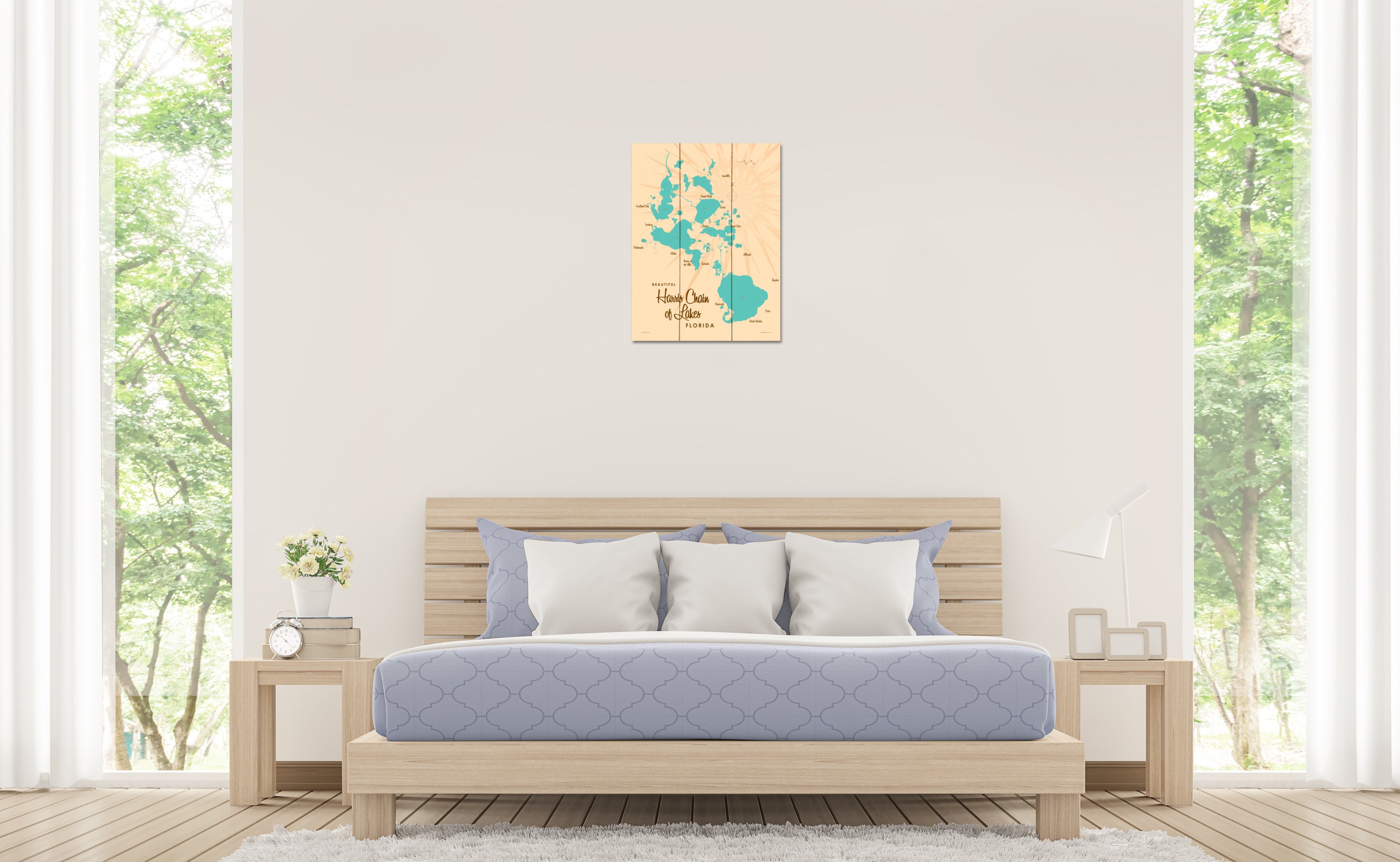 Harris Chain of Lakes Florida, Lake Map Wood Sign