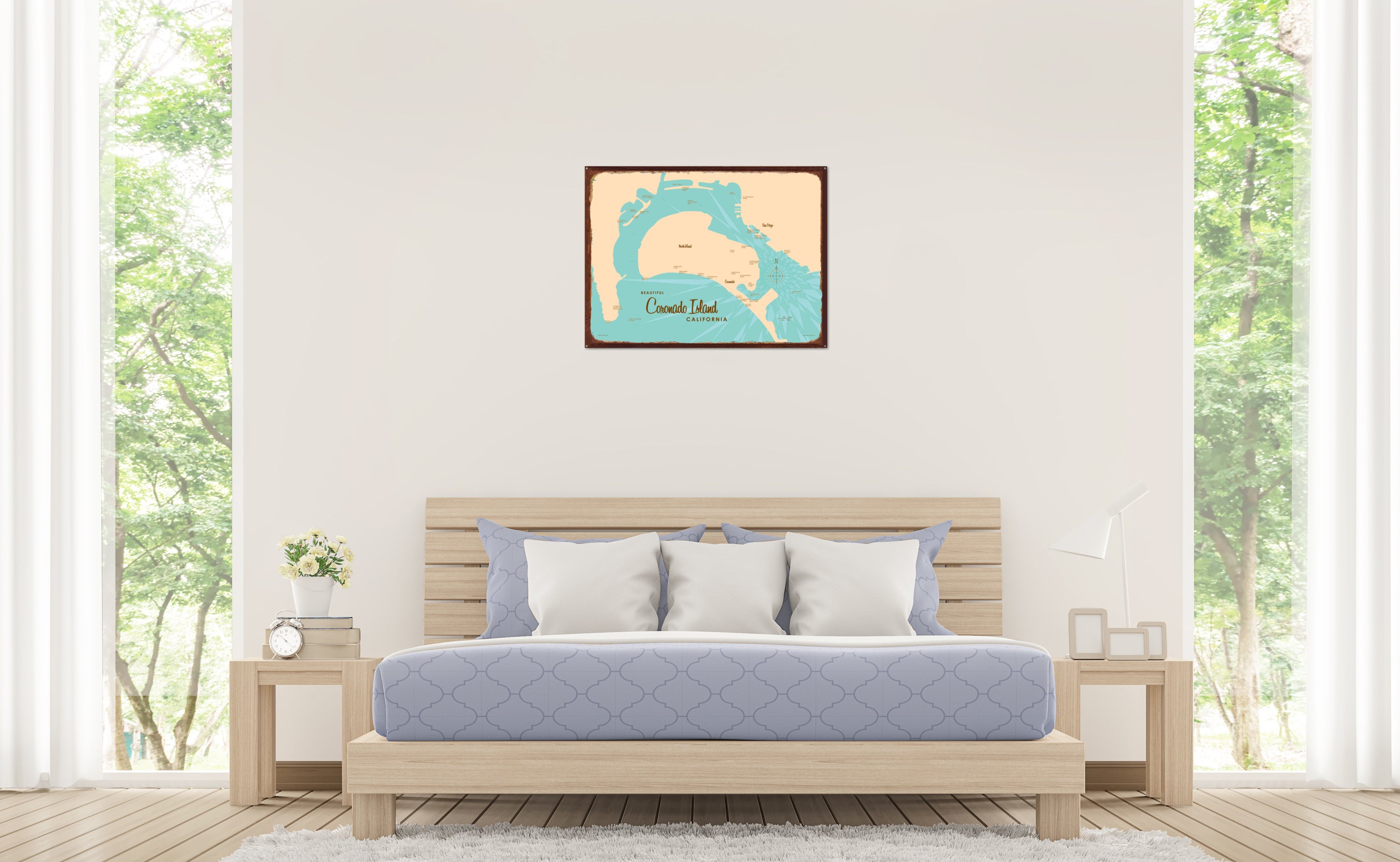 Coronado Island California, Rustic Metal Sign Map Art