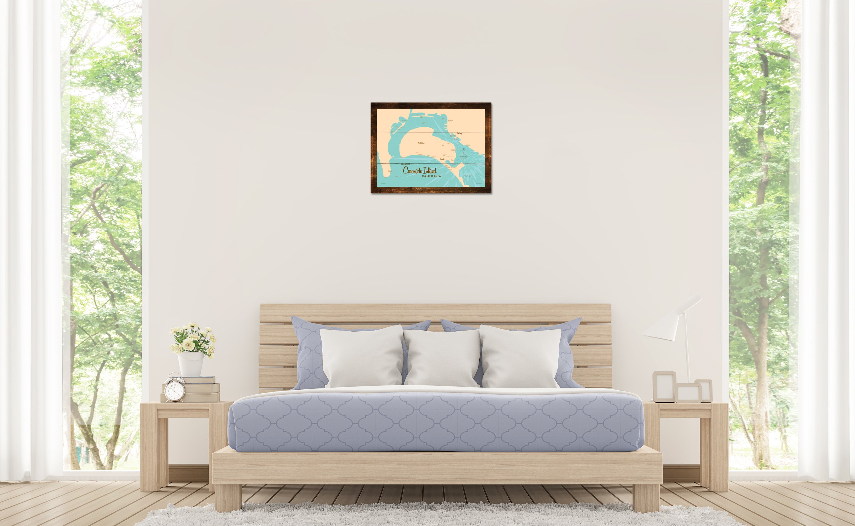Coronado Island California, Rustic Wood Sign Map Art