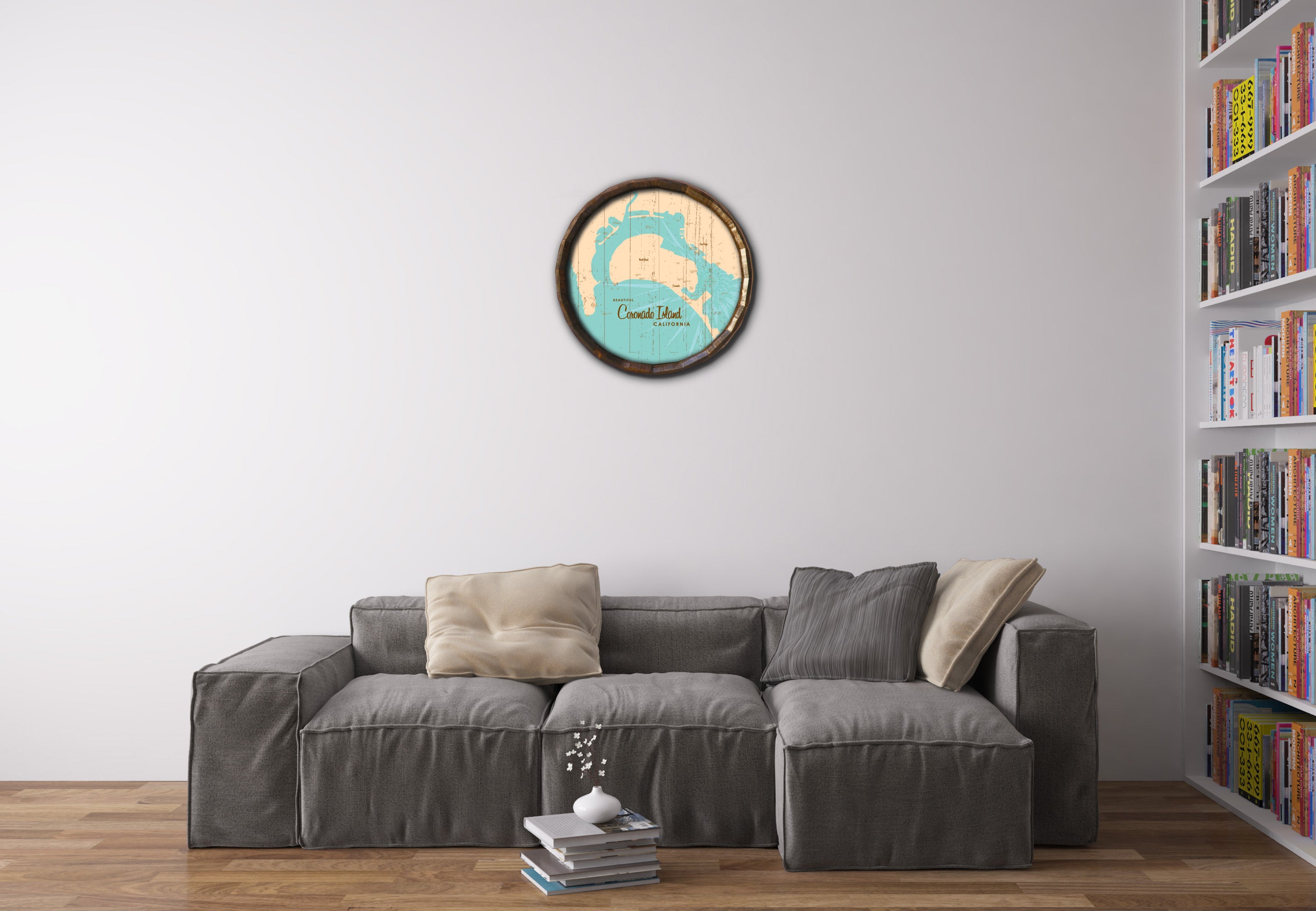 Coronado Island California, Rustic Barrel End Map Art