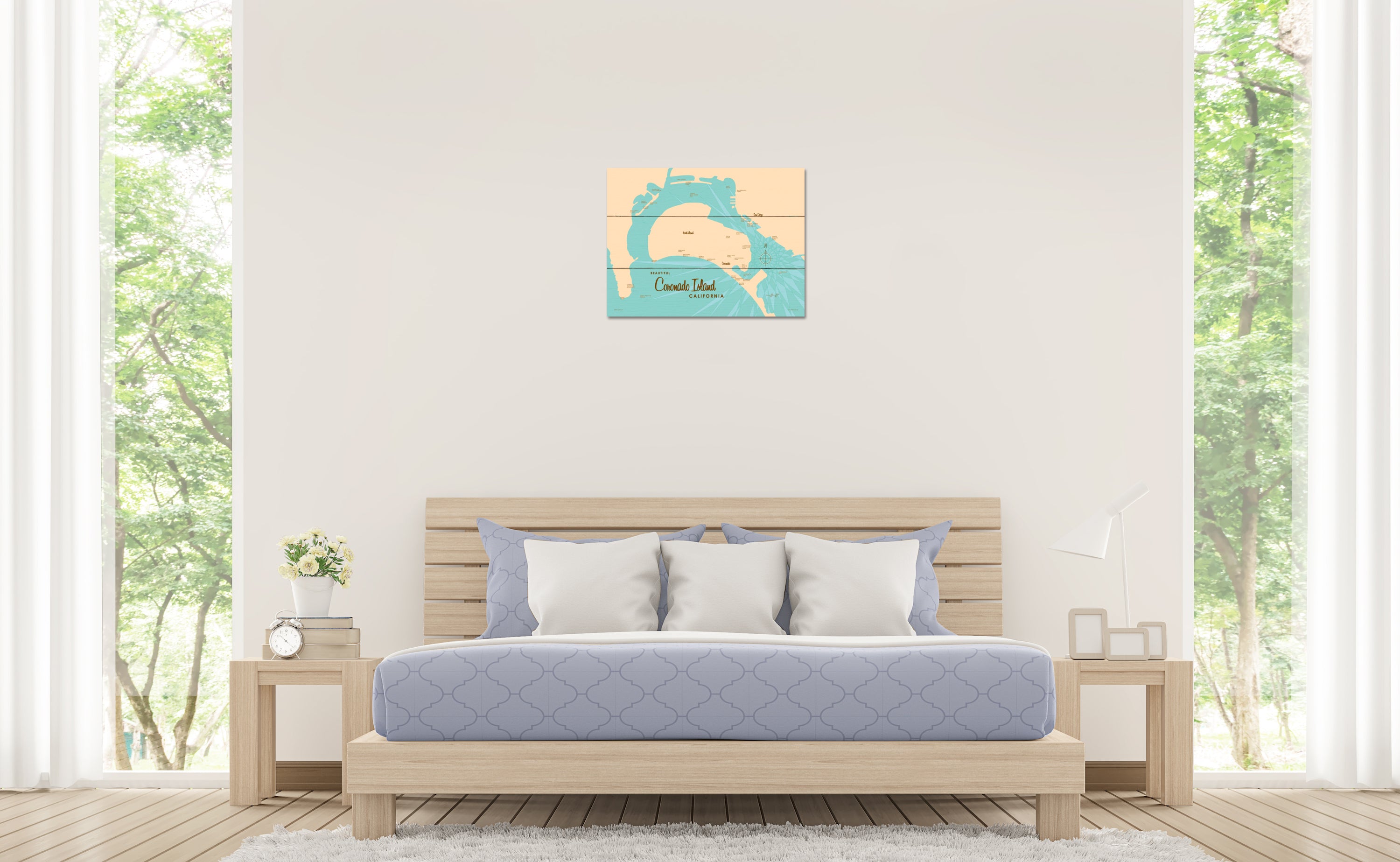 Coronado Island California, Wood Sign Map Art
