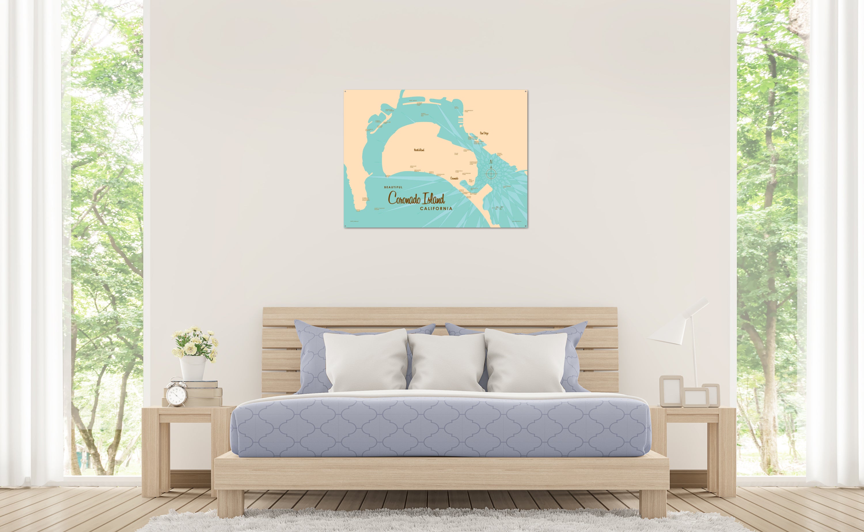 Coronado Island California, Metal Sign Map Art