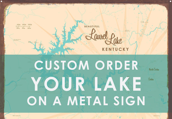 Custom Order Your Lake on a Metal Sign Map Art