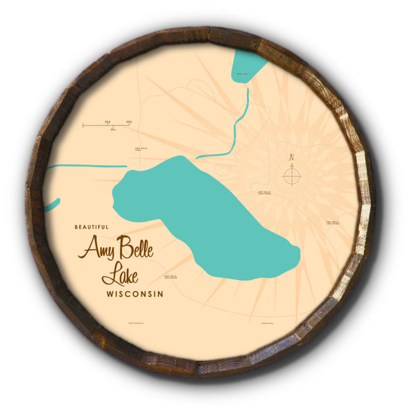 Amy Belle Lake Wisconsin, Barrel End Map Art