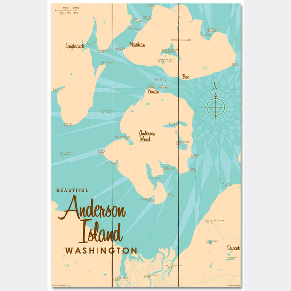 Anderson Island Washington, Wood Sign Map Art