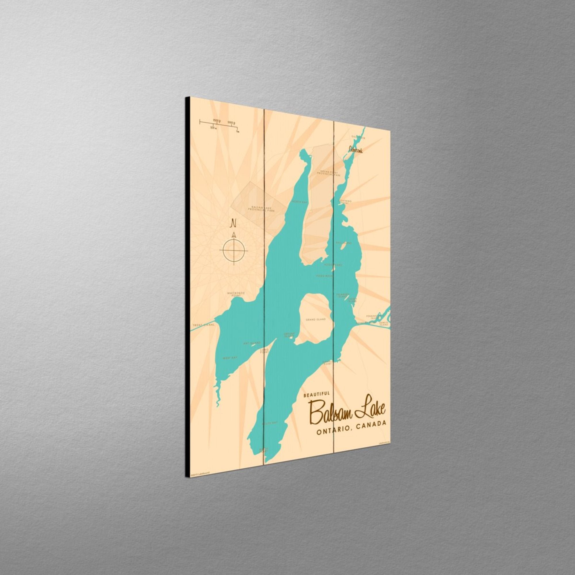 Balsam Lake Ontario, Wood Sign Map Art