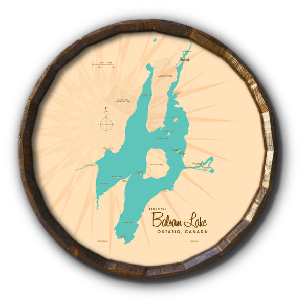 Balsam Lake Ontario, Barrel End Map Art
