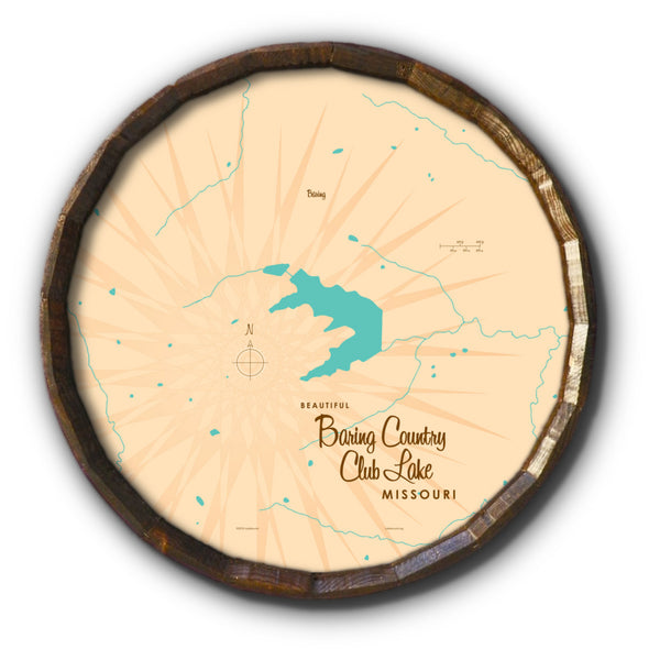 Baring Country Club Lake Missouri, Barrel End Map Art