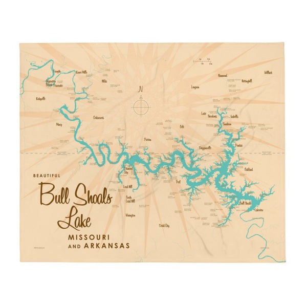 Bull Shoals Lake Missouri Arkansas Throw Blanket
