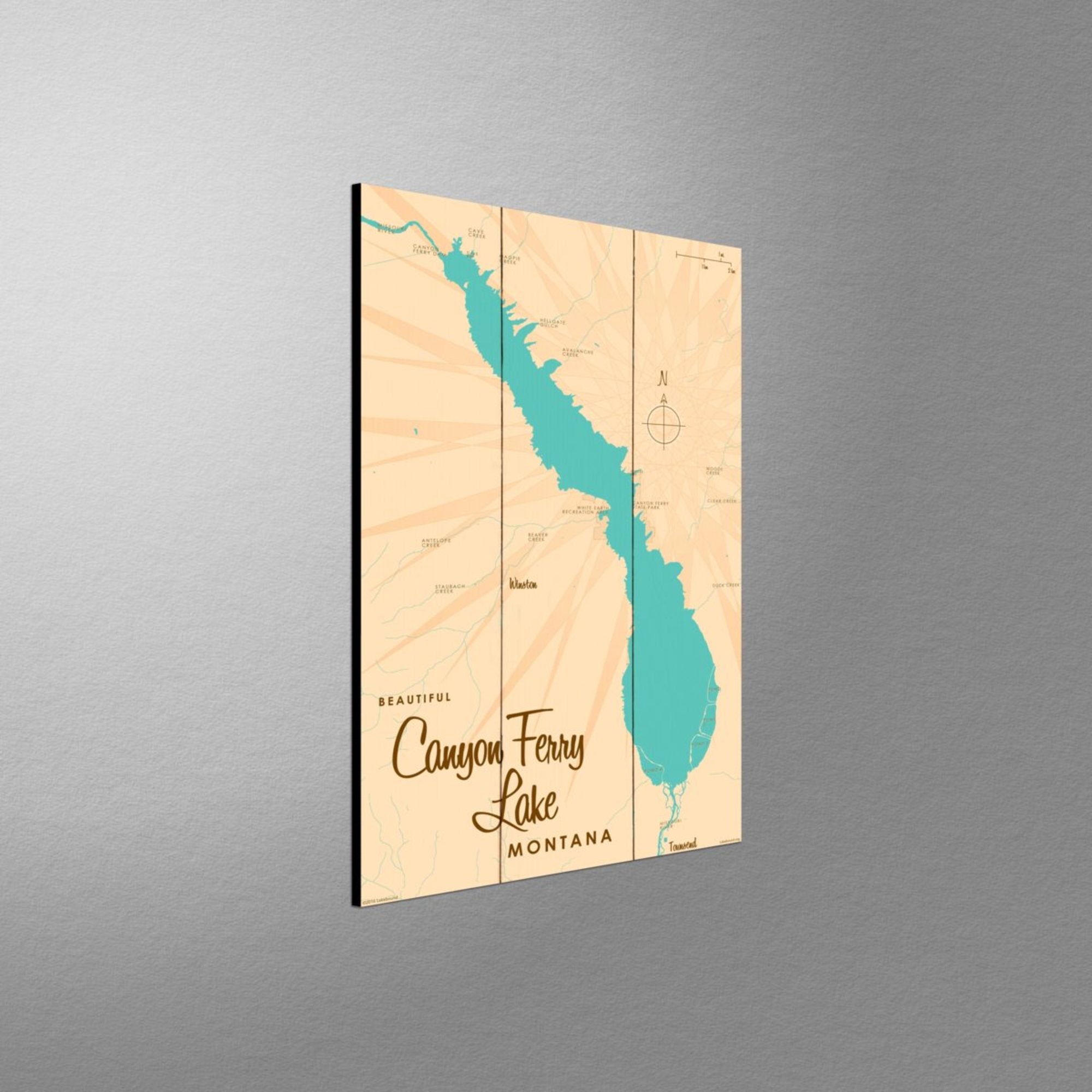 Canyon Ferry Lake Montana, Wood Sign Map Art