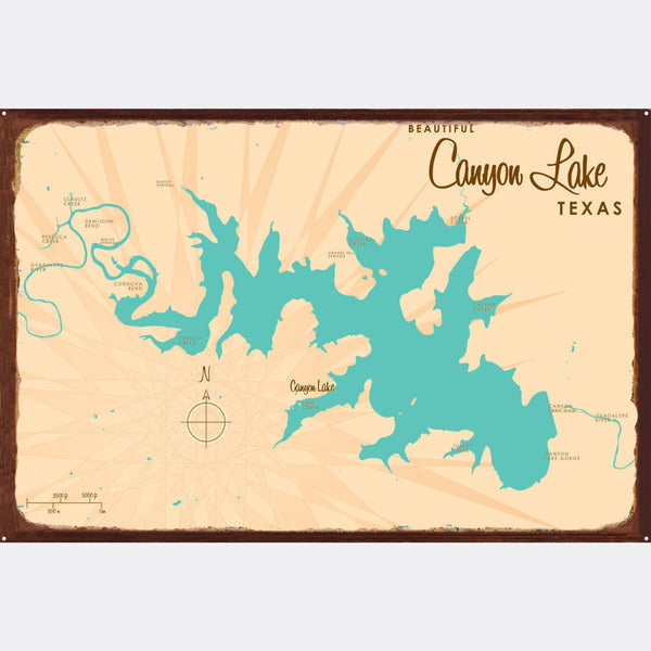 Canyon Lake Texas, Rustic Metal Sign Map Art