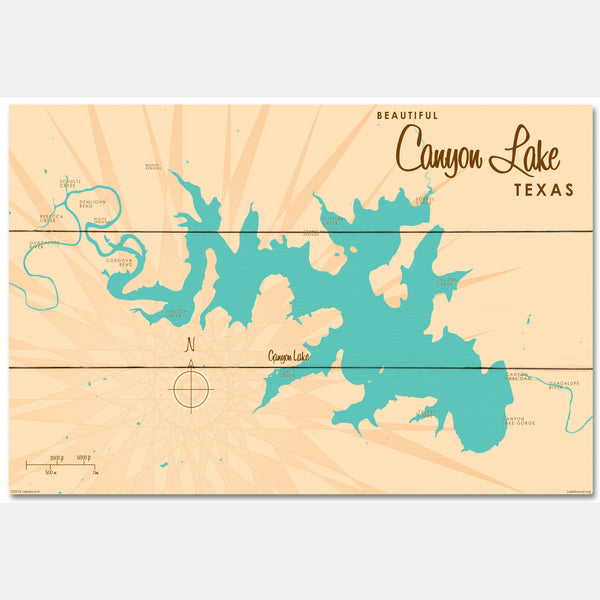 Canyon Lake Texas, Wood Sign Map Art